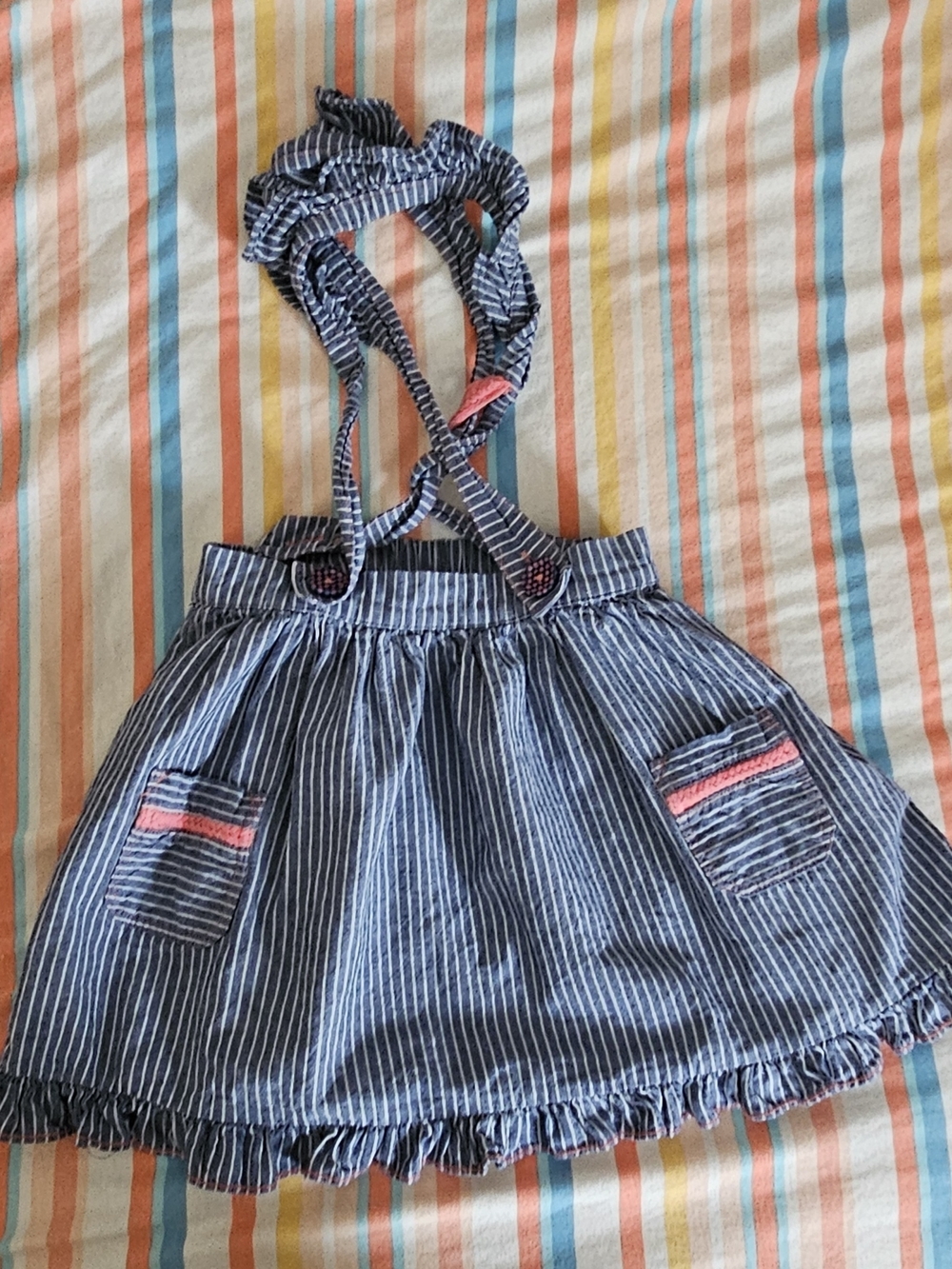 Matilda Jane Navy and White Pinstripe Skirt, Size 6